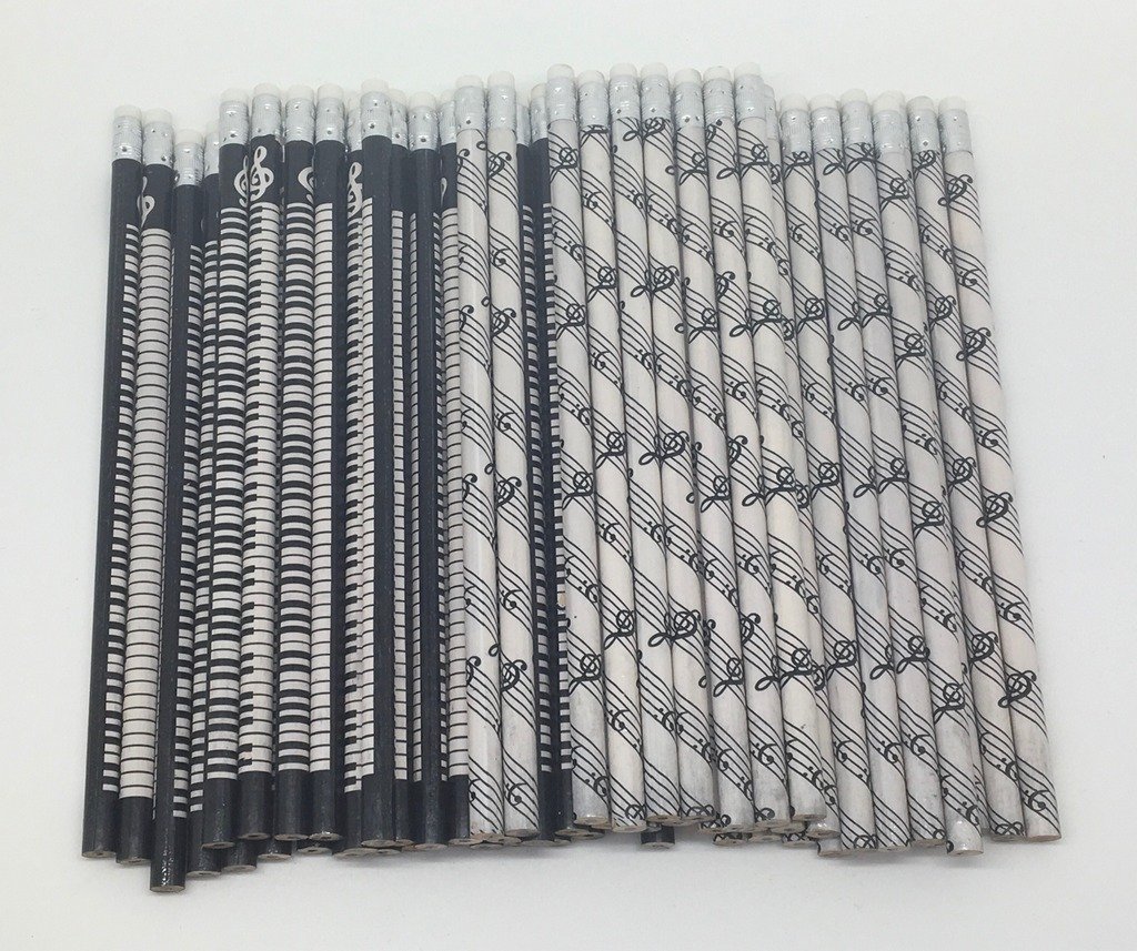 Music Themed Stationery – 60 Music themed pencils with erasers on top party pack