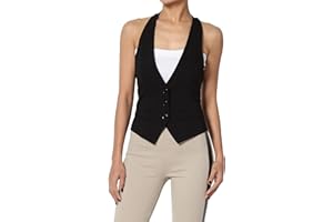 TheMogan Dressy Casual Versatile Racerback Vest Uniform Tuxedo Suit Waistcoat