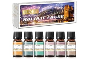 EUQEE Holiday Cheer Premium Fragrance Oils Set of 6 - Forest Pine, Christmas Wreath, Brown Sugar, Harvest Spice, Gingerbread, Pumpkin Pie - Scented Oils for Diffuser, Candle Making (10ml)