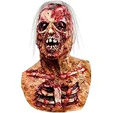 Dinwenddey Halloween Scary Zombie Mask, Horror Monster Creepy Head Masks for Cosplay Decor Party Props - Light Red