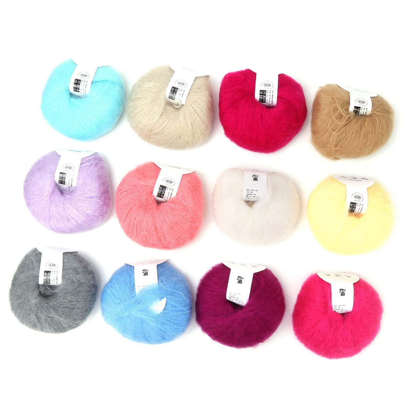 Soft Mohair Pashm Mohair Yarn Mohair Yarn For Knitting Knit Angora Long Wool Yarn Hot (1 set of twelve colors)