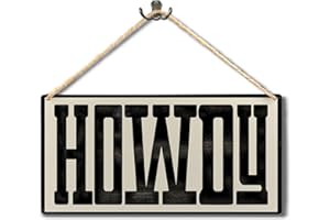 Ryeolo Howdy Sign - Trendy Funky Wall Art, Boho Western Wall Decor, Cowboy Wall Decor, Living Room Decor, 11.8x5.9 Inch Wall Pediment