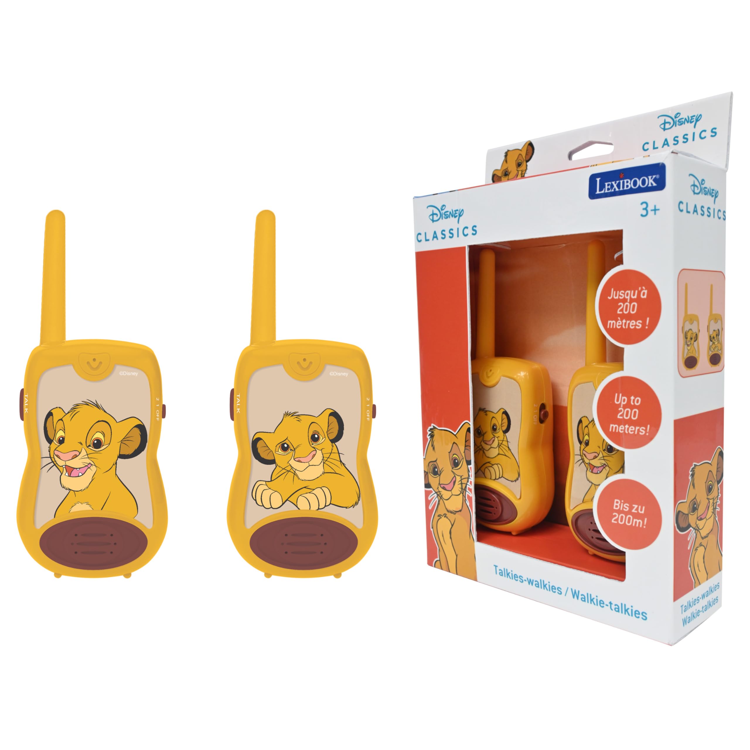 LEXIBOOK, Disney The Lion King, Walkie-Talkies 200m, Communication Game for Children, 2 Communication Channels, Belt Clip, Battery Operated, Yellow, TW12AN — image 1