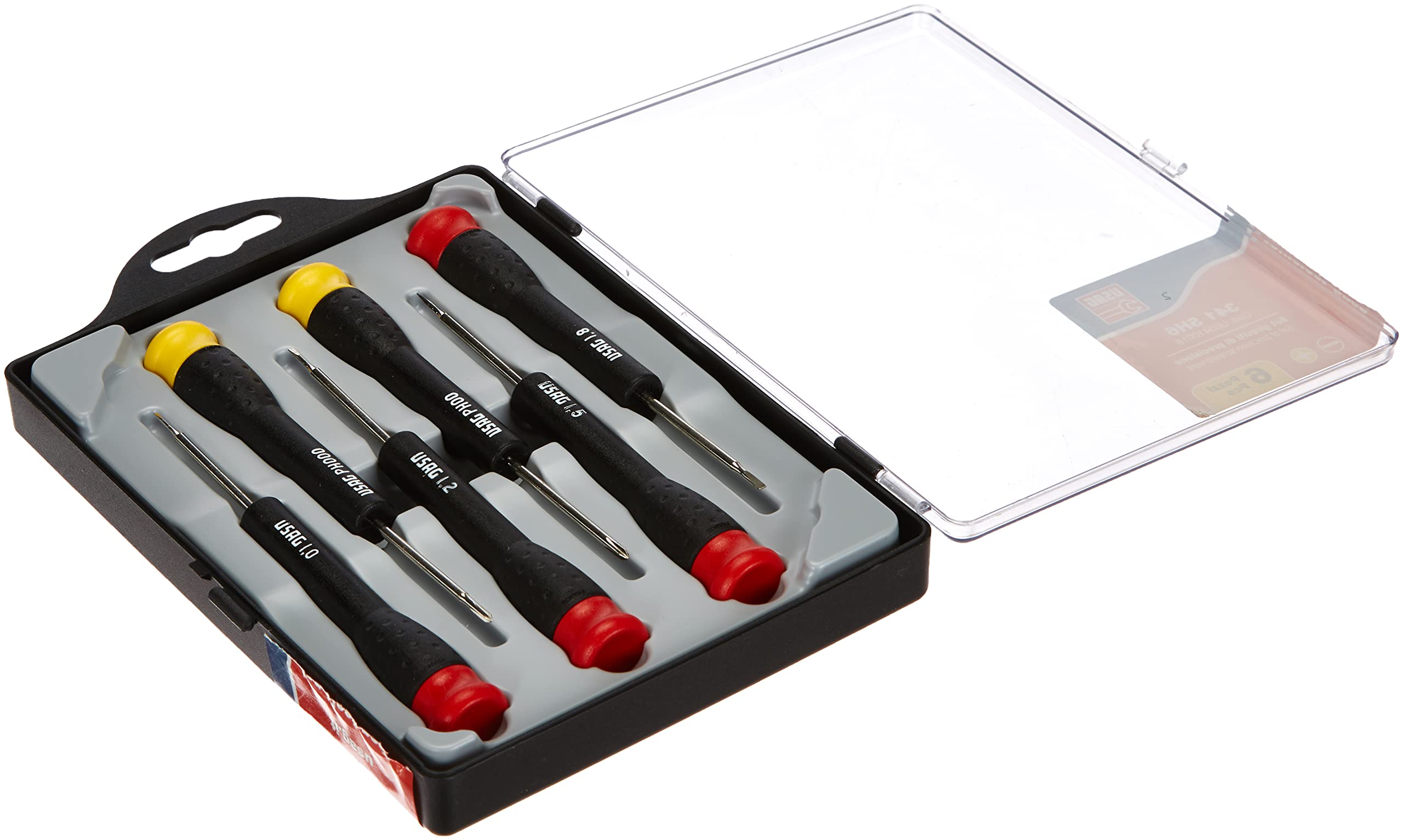 USAG U03410018 - 341 SH6 - Set of 6 precision screwdrivers for slot-head and PHILLIPS® screws