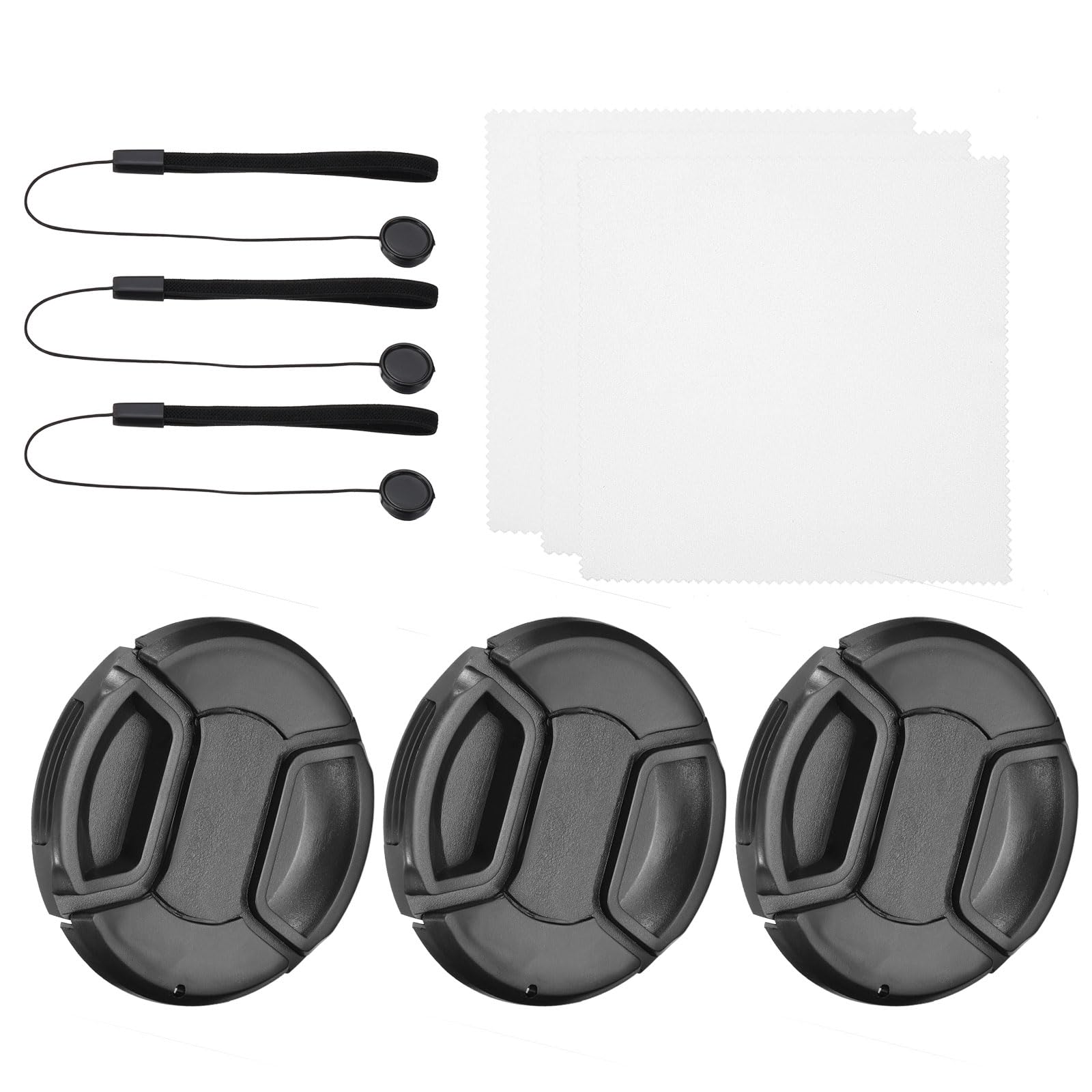 PATIKIL 62mm Lens Cap Set, 3Pack Center Pinch Snap Camera Lens Cover for Front Len Suitable for 62mm Thread Universal DSLR Lenses for Nikon, for Fujifilm, for Pentax, for Leica