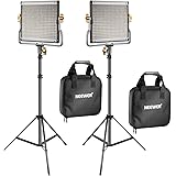 Neewer 2 Packs Dimmable Bi-Color 480 LED Video Light and Stand Lighting Kit Includes: 3200-5600K CRI 96+ LED Panel with U Bra