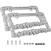Ettonsun 2-Pack License Plate Frames - License Plate Covers,Universal Car Tag Holder Cover Tag Frame for License Plate for Front and Rear Car Tags (Skull)