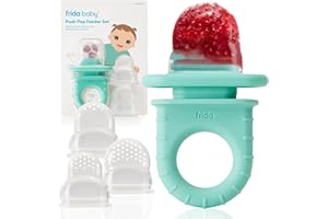 Frida Baby Push Pop Silicone Feeder, Baby Fruit Food Feeder to Safely Introduce New Foods, Fresh + Frozen, Breastmilk Popsicles, BPA Free, Dishwasher Safe | 3 Count, Teal