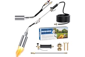 SEVENMEET Propane Torch Weed Burner, High Output 1,800,000 BTU Weed Torch for Outside with 11.5FT Hose, Heavy Duty Blow Torch with Self Igniter for Weeding, Barbecue, Asphalt, Snow Melting (Black)