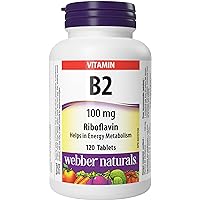 Webber Naturals Vitamin B2 Riboflavin 100 mg, 120 Tablets, Supports Energy Metabolism, Vegan