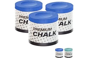 SOLROS STUDIO 3 Pcs Pool Chalk Billiards Cue Stick Premium Chalk Pure Cube Round Chalk Table Accessories High Performance Low Deflection for Professional Tournament Snooker Blue - SOLROS