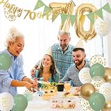 Yontree 70th Birthday Decorations Sage Green Gold White Party Supplies view 6