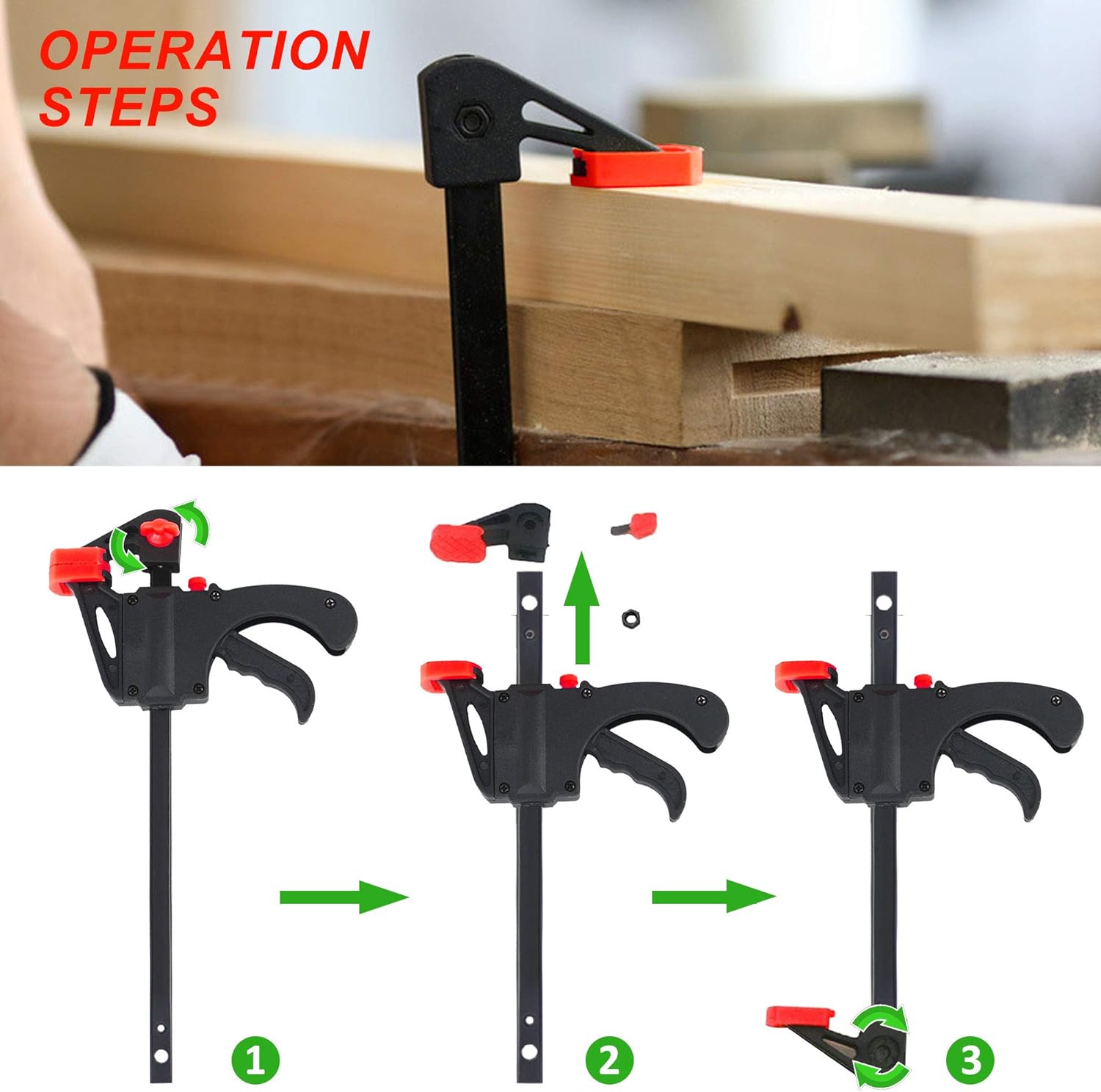 Neocraft Medium Duty Bar Clamp For Woodworking (24 Inches) - Wood Clamps Quick Grip Adjustable Clamp For Carpentry - Ratchet Bar Clamp For Home