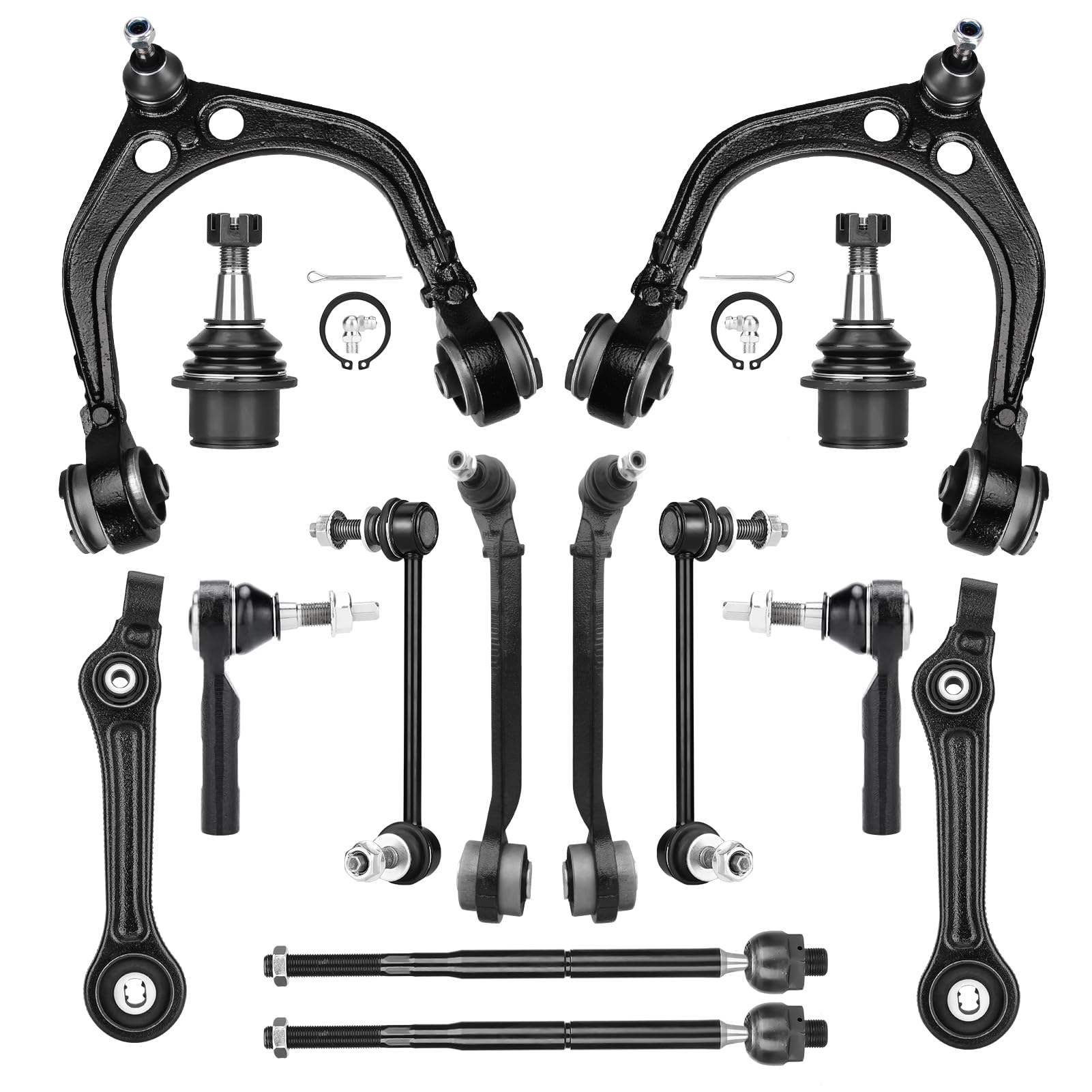 Photo 1 of ** 10 pcs ONLY***Front Upper and Lower Control Arms Suspension Kit Fit for 2011 2012 2013 2014 2015 2016 2017 Chrysler 300 Dodge Challenger Charger RWD with Lower Ball Joints Tie Rod End - 14pcs
