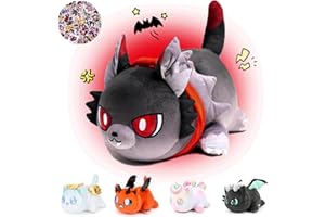KOWSI 61-PCS 11-inches Werewolf Cat Plush + 60-Sticker - Meemeows Popular Cat Plush Collection - 100% Polyester Plushie Pillow Embroidered - Soft Stuffed Animal Collectible (Werewolf Cat)