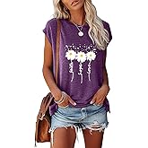 JNIFULI Womens Summer Tank Tops Crewneck Floral Print Loose Fit Raglan Sleeve Cute Graphic Tees T Shirts