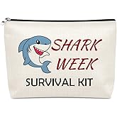 Sazuwu Shark Week Makeup Bags Cosmetic Organizer Shark Themed Gifts for Women Adults Animal Lovers Birthday Christmas Graduation Friendship Present