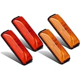 Partsam 4pcs Thin Line Amber/Red 4LED Side Marker Clearance Light for Trailer Truck RV Camper, Sealed Waterprof, DC12V