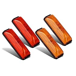Partsam 4pcs Thin Line Amber/Red 4LED Side Marker