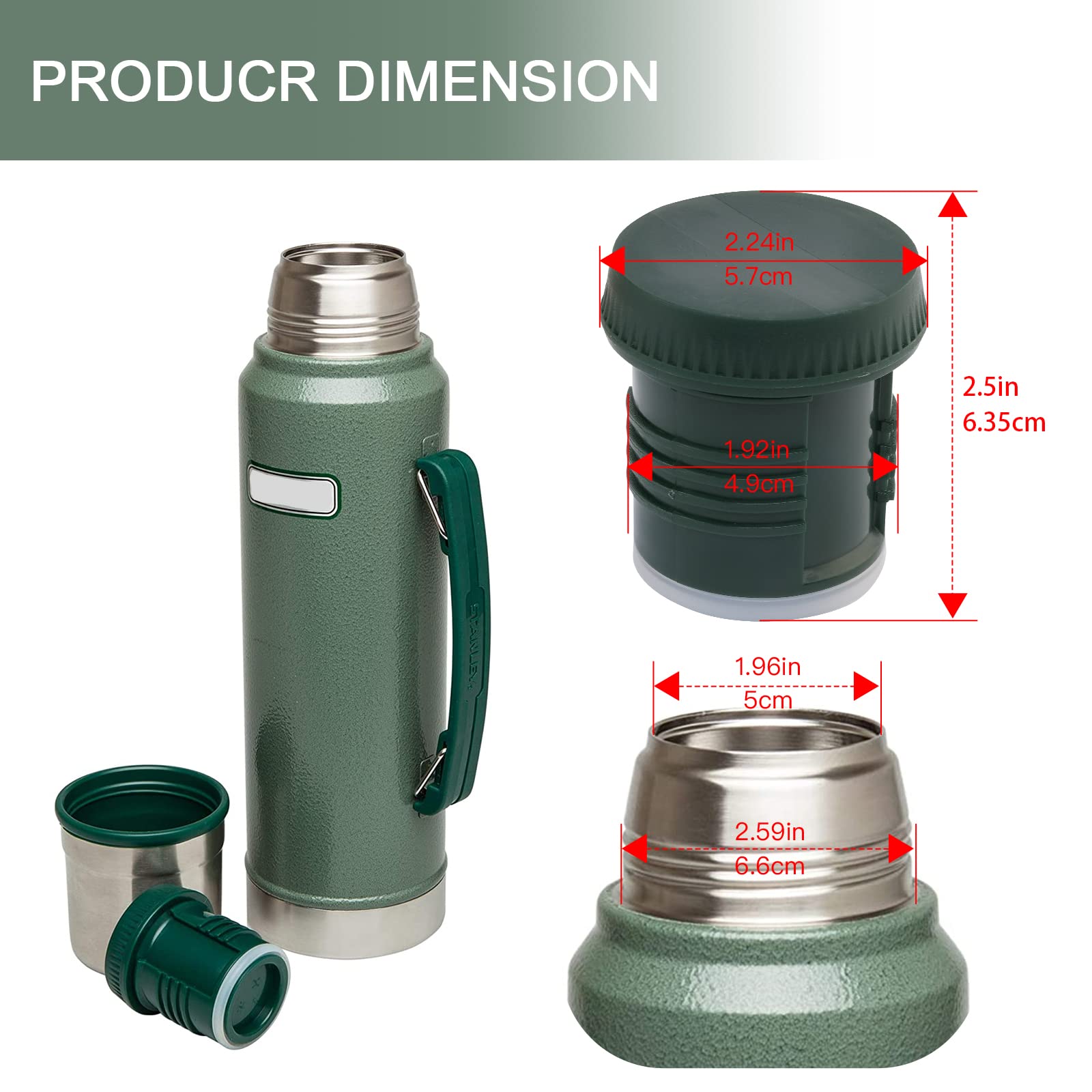 Parts Shop Replacement Thermoss Stopper For Stanley Classic Vacuum Insulated Wide Mouth Bottle (1.1 QT, 2 QT)