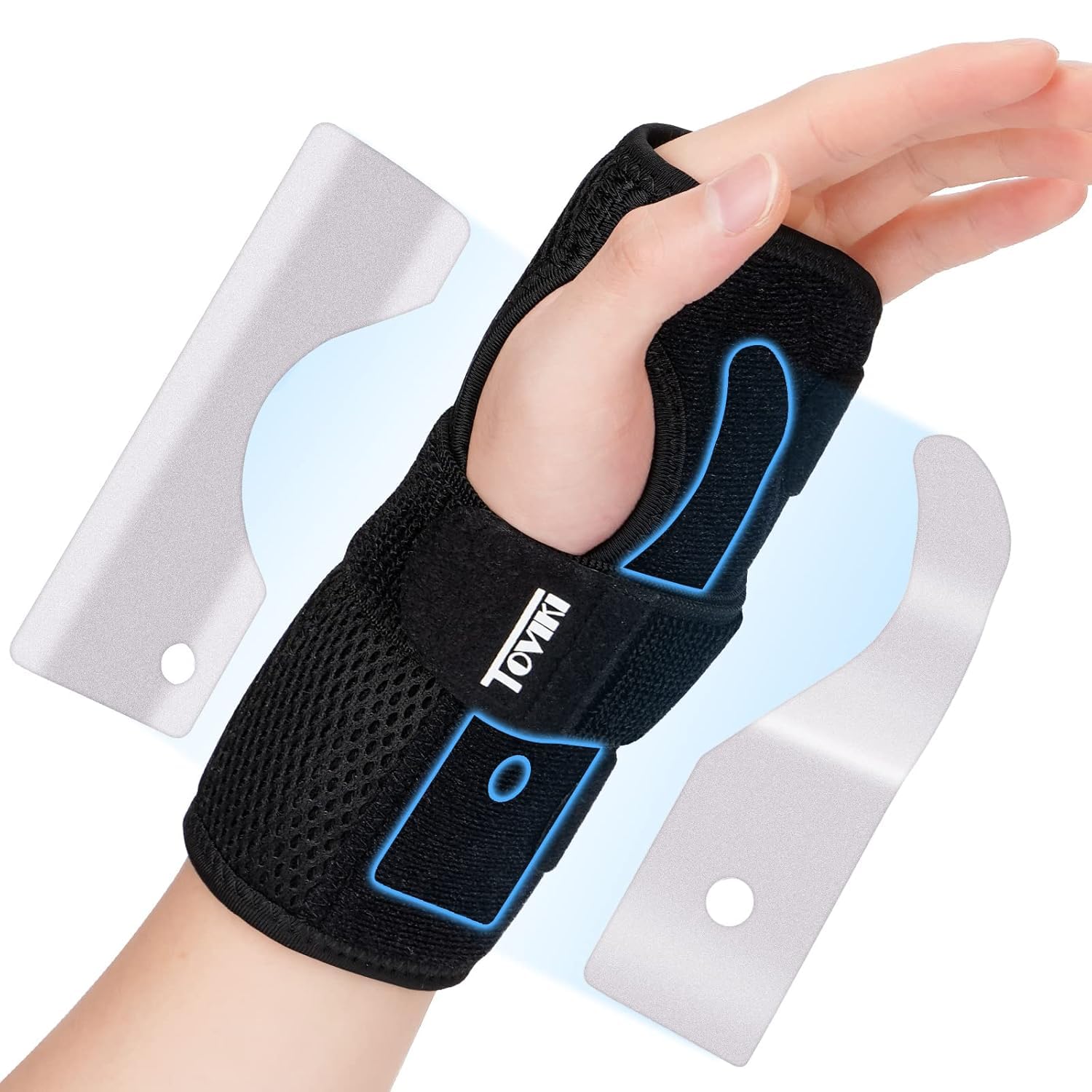TOVIKI Wrist Support Brace Right Hand with 2 Metal Splints for Joint Pain Arthritis Carpal Tunnel Pain Tendonitis for Men and Women Black (L(Pack of 1), Left)