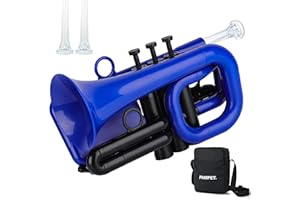 PAMPET DOLPHIN Pocket Trumpet Plastic Bb Trumpet Standard Trumpets for Student Beginner Bb Trumpets Instrument (Blue)