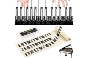 Removable Piano Keyboard Note Labels for Beginner, Chrxbei Piano Notes Guide for Beginners Learning, Silicone Piano Key Stickers 88 61 54 49 37 Keys Full Size (Black)