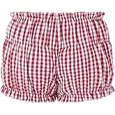 OYOANGLE Women's Cute Plaid Print Boxer Shorts Low Waist Frilly Ruffle Micro Shorts Y2K Bloomer Shorts