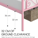 Yaheetech 3ft Single Metal Bed Frame Platform Bed Pink with Scroll Headboard view 8