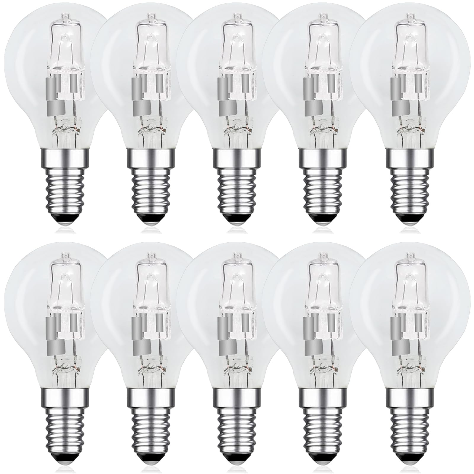 EASYIVY 10-Pack G45 E14 Golf Ball Bulb 42W Dimmable, SES Small Edison Screw Clear Round Bulb Warm White 2700K, E14 Classic Mini Globe Light Bulbs for Chandeliers, Ceiling Fans