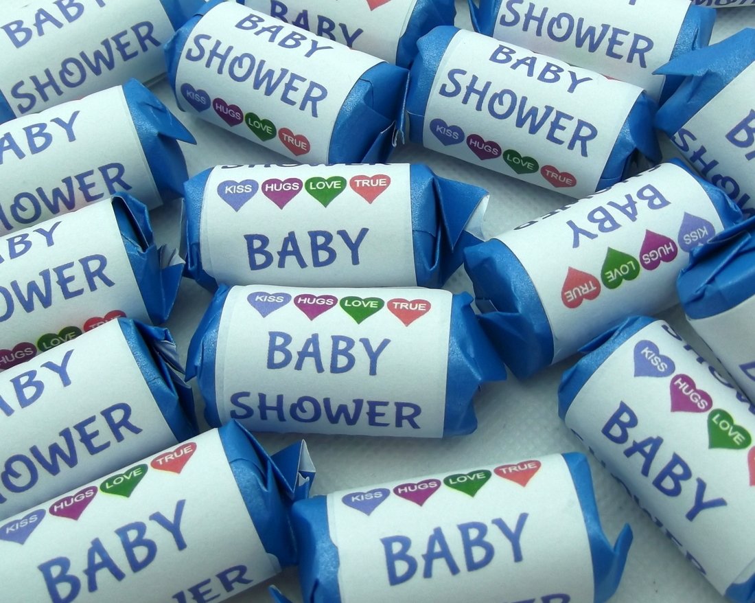 cleverlittlegifts GORGEOUS CUTE BLUE BABY SHOWER PARTY MINI LOVE HEART SWEET FAVOURS GIFTS BOY (Pack of 24, Blue)