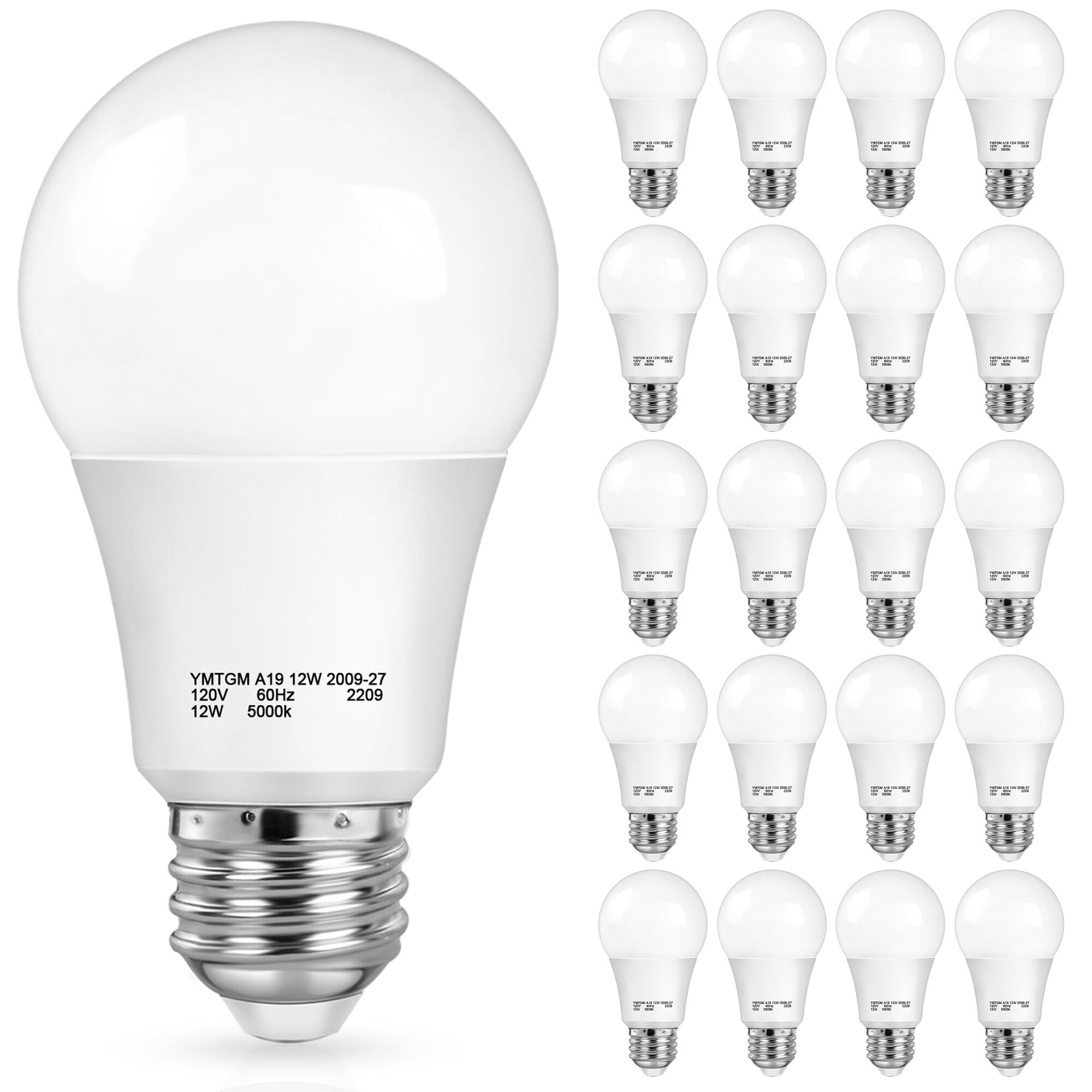 SHINE HAI Dusk to Dawn Light Sensor Bulbs, A19 12W(100 Watt Equivalent) LED Light Bulbs, 1200 LM, E26 Base, Daylight White 5000K Outdoor Bulbs for Porch, 20-Pack Image