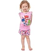 PJ Masks Toddler Girls' Gekko Catboy Owlette Team Awesome Sleep Pajama Sleep Set Shorts
