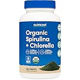 Nutricost Organic Spirulina + Chlorella (3,000mg) 360 Tablets - USDA Organic, 1,500mg Spirulina, 1,500mg Chlorella, Vegan, GMO-Free, Gluten-Free, 60 Servings