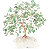 MASGEMES Crystal Tree of Life,Aventurine Jade Clear Quartz Cluster Base,Bonsai Feng Shui Decor Money Tree,Healing Crystals Positive Enegy,Gift Size 5.5"-6.3"