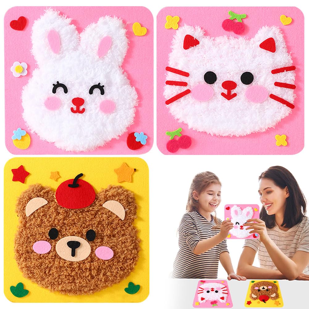 Jadyon 3PCS DIY Embroidery Doll Set, Cartoon Animal Sewing Craft Kit, Embroidery kit for Kids, Embroidery Doll Craft kit for Kids DIY Embroidery & Sewing Craft Kit for Children Aged 4-12