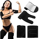 Shyyween 4 Pcs Thigh Wraps & Arm Trimmers Set Thigh and Arm Sweat Bands Slimmer Leg Wrap Compression for Weight Loss(Black and Sliver)