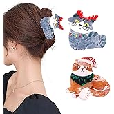 Christmas Hair Claw Clips for Women, Christmas Cat Hair Clips Cute Santa Hat Cat Acetate Hair Claw Clips,Hair Accessories for Holiday Party(2Pcs)