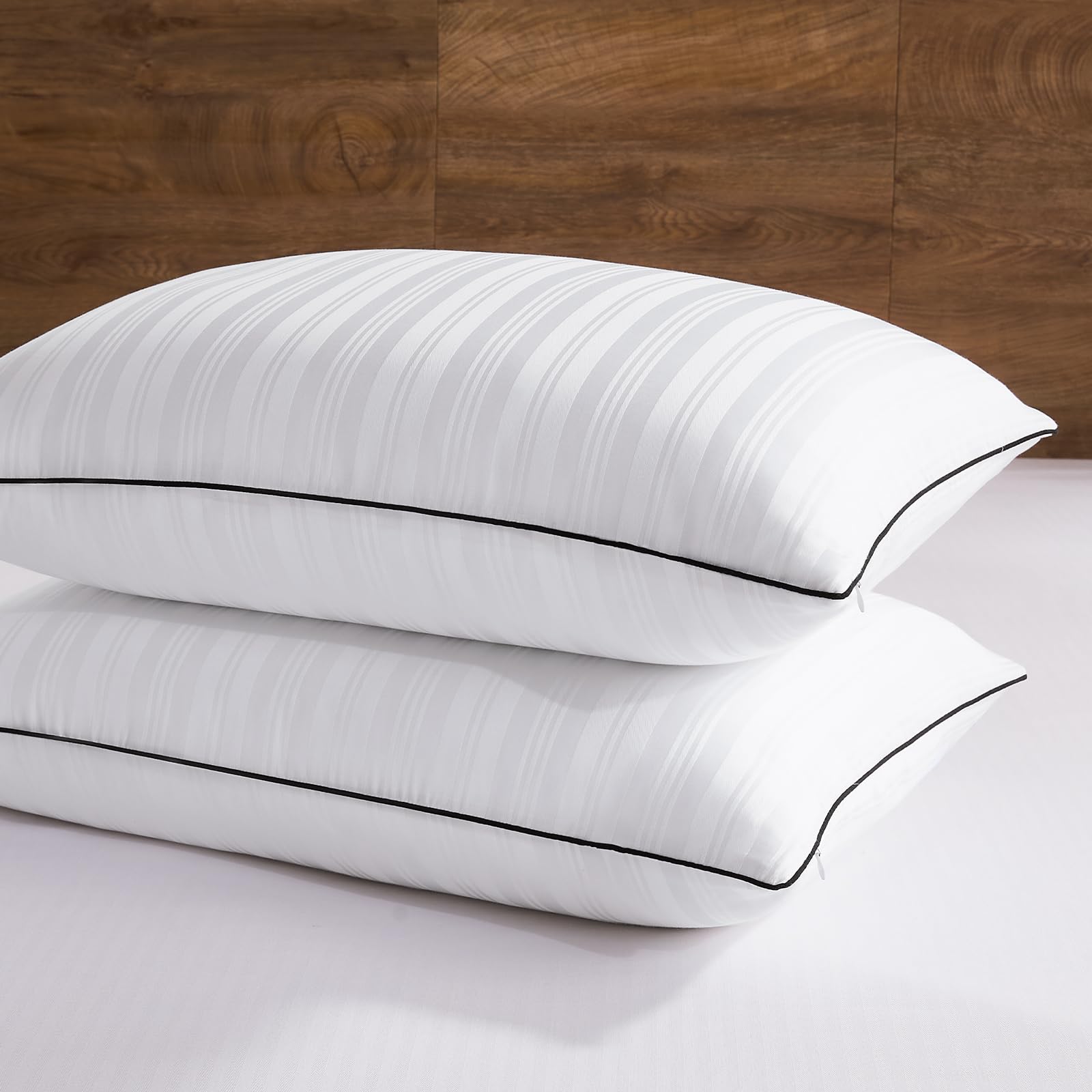 downluxe Goose Feather and Down Pillows - Hotel Collection Feather Pillows for Back, Stomach or Side Sleepers, Bed Pillows King Size Set of 2 (20"x36")