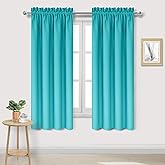 DWCN Blackout Curtains – Thermal Insulated, Energy Saving & Noise Reducing Bedroom and Living Room Curtains, Turquoise, W 42x L 63 Inch, Set of 2 Rod Pocket Curtain Panels