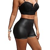Faux Leather Shorts for Women High Waist Stretch Skinny Mini Shorts Sexy Hot Pants