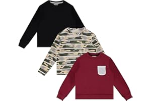 STITCH & STONE Boys 3 Pack Tops Fun and Trendy Fleece Sweatshirts for Boys