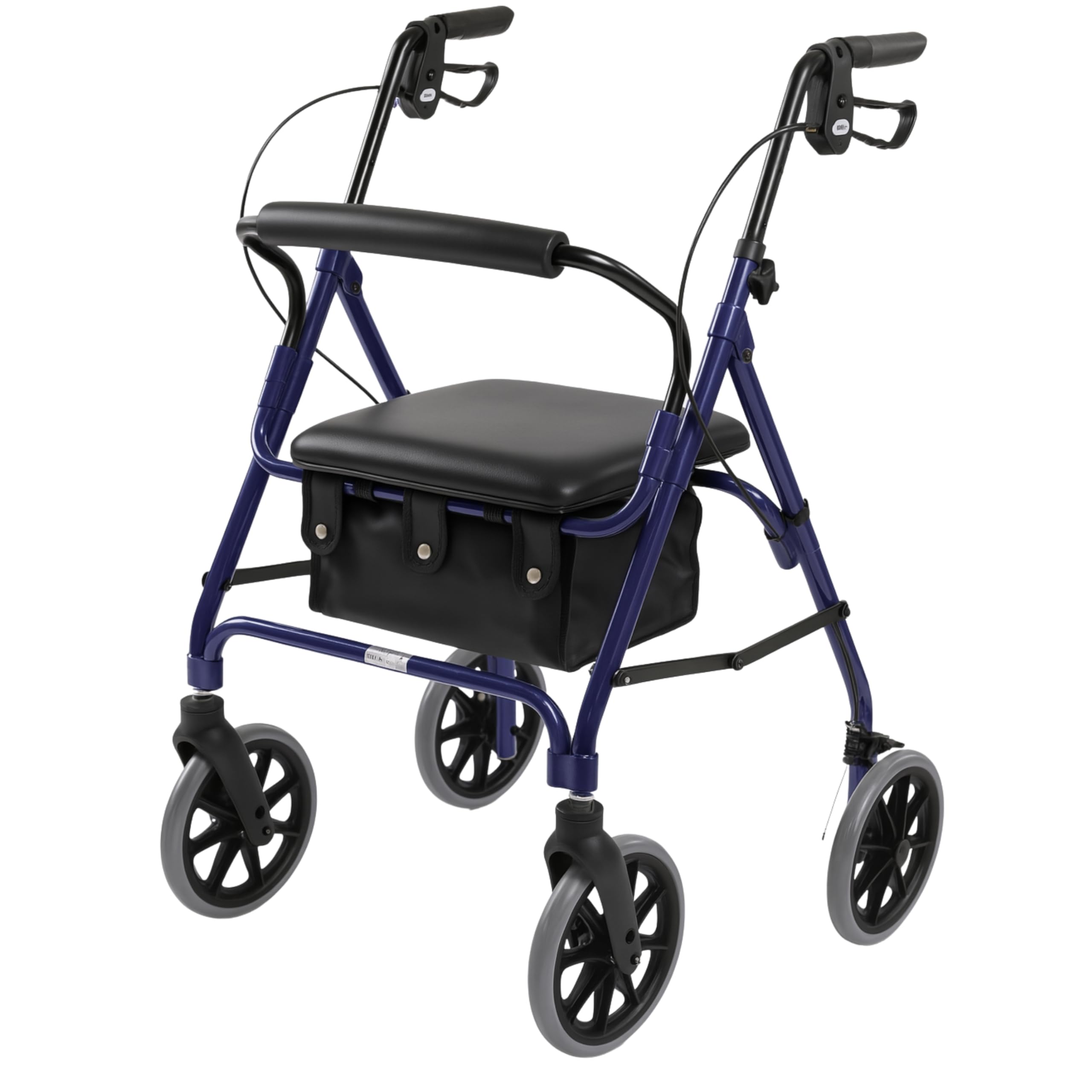 DAYS Lightweight Folding Rollator Walker – Mobility Aids, Adjustable Walking Frame with Padded Seat, Lockable Brakes, Ergonomic Handles, Walking Aid, Portable Walker for Elderly, Medium – Blue