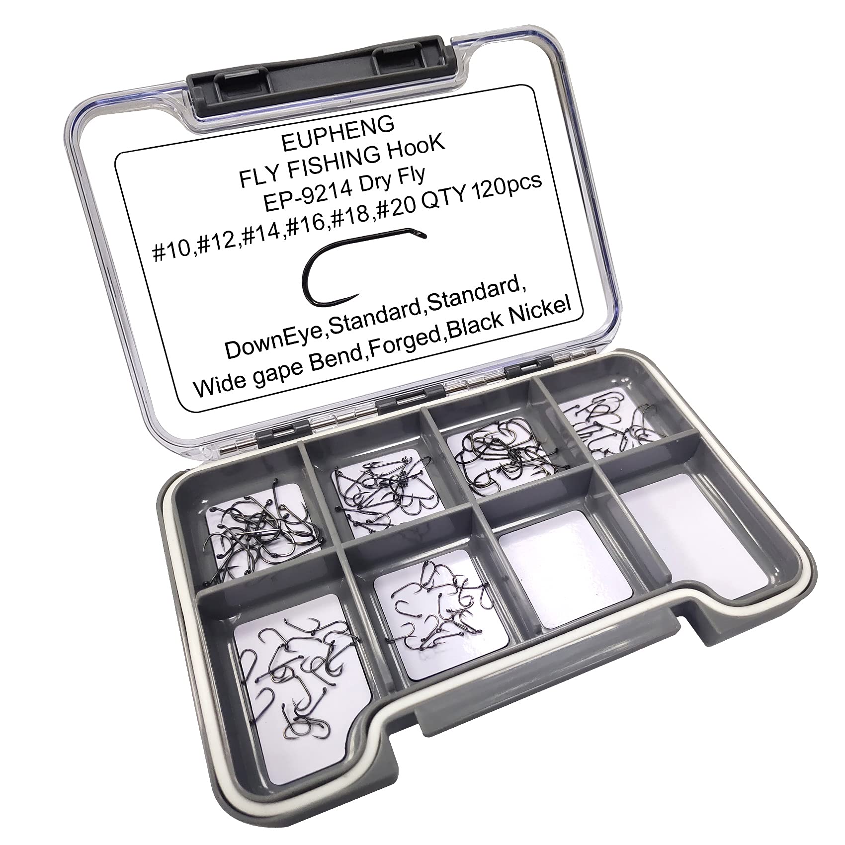 Eupheng Prime Assortment Barbless Fly Fishing Hooks Dry Wet Nymph Streamer Caddis Shrimp Pupea Jig Collection High Carbon Competition