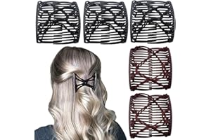 BOYIVI 5 Pieces Elastic Magic Hair Comb Stretchy Double Comb Hair Forks Clips for Women Girls Vintage Hairstyle Multipurpose Hair Accessories (Black, Brown)