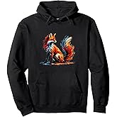 Colorful Impressionism Style Animal Lover Red Fox Pullover Hoodie