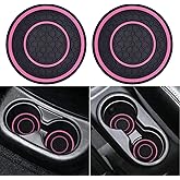 2PCS Car Cup Holder Coasters Compatible with Mercedes Benz A-Class C-Class CLA CLS AMG GLC GLE GLS, 2.75 Inch Non-Slip Silicone Coaster Fits for Mercedes Benz Car Interior Accessories - Black/Pink