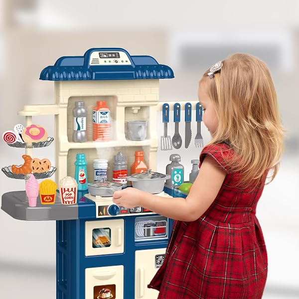 DOLOOWEE KIDS KITCHEN PLAYSET – KITCHEN TOY FOR TODDLERS 3-5 WITH 40+ ACCESSORIES, TOY KITCHEN SET FOR KIDS AGES 4-8, PRETEND TOY FOR KIDS GIRLS BOYS
