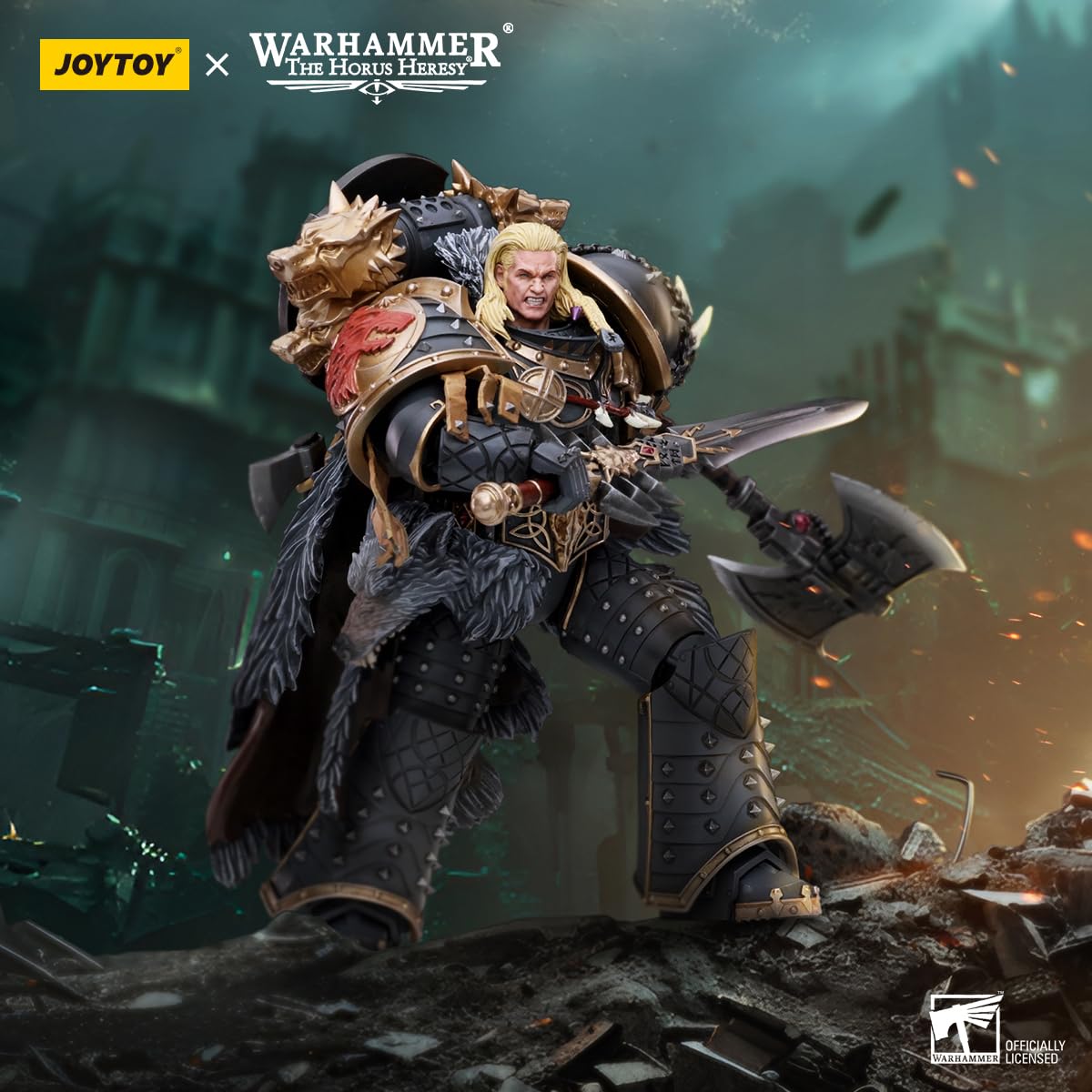 HiPlay JoyToy Warhammer The Horus Heresy Collectible Figure: Space Wolves Leman Russ Primarch of The VIth Legion, 1:18 Scale Action Figures JT6137
