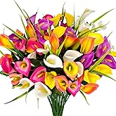 Mutcolor 10 Bundles Outdoor Artificial Flowers Fake Silk Calla Lily Flowers UV Resistant Realistic for Home Outside Garden Porch Patio Potted Planter Window Box Indoor Table Decoration